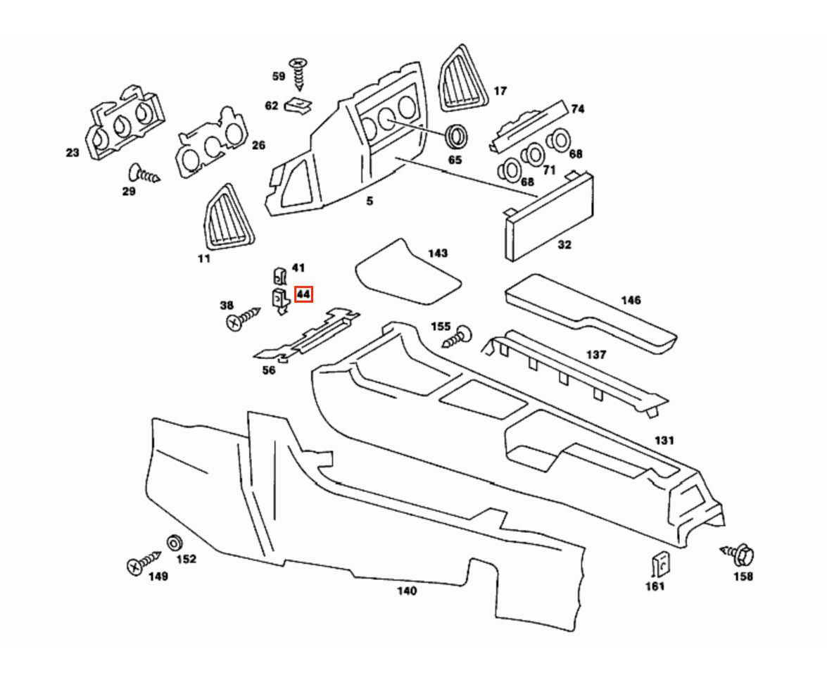 Mercedes-Benz 190E W201 Center Console Mounting Bracket