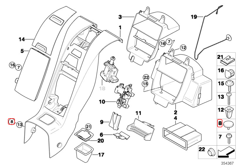 BMW Z4 Center Console Screw Covering Caps - Set of 4