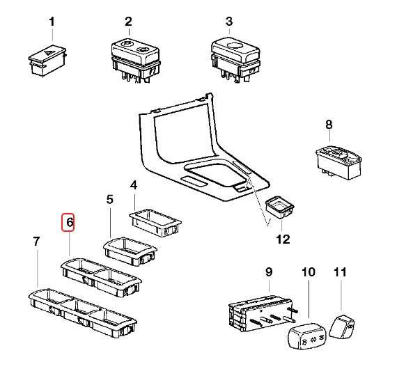BMW E36 3-Series Double Center Console Switch Bezel