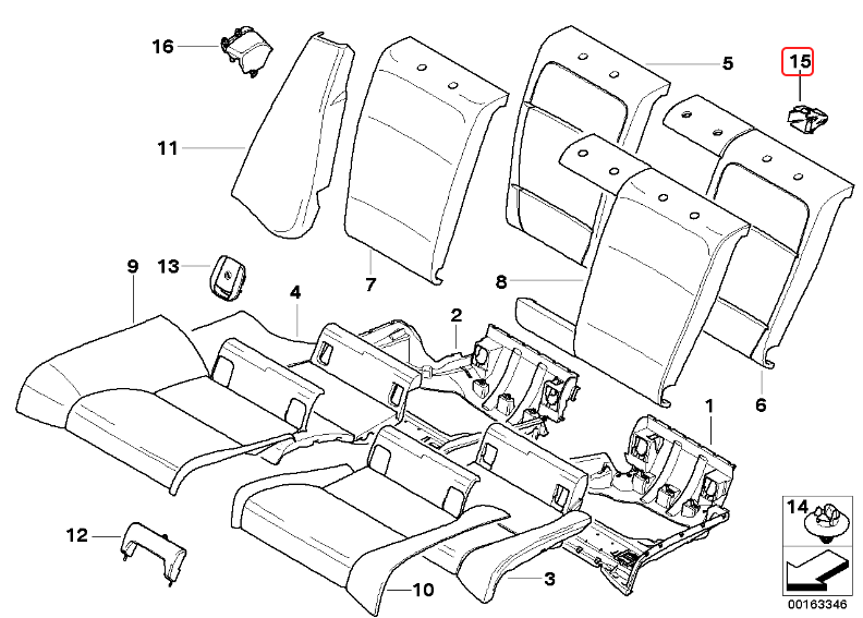 BMW E46 E53 Rear Bolster Clip - Set of 5