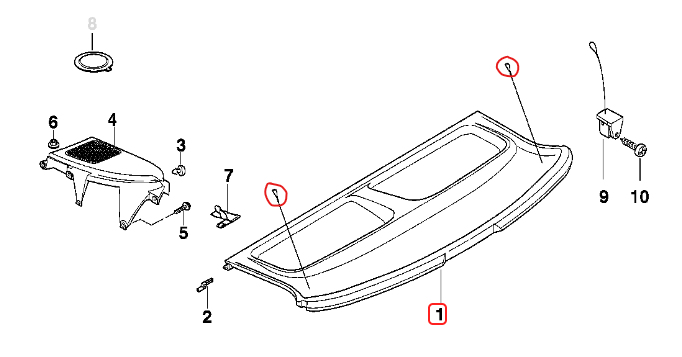 BMW E36 3-Series Compact Parcel Shelf Hooks - Left & Right Set