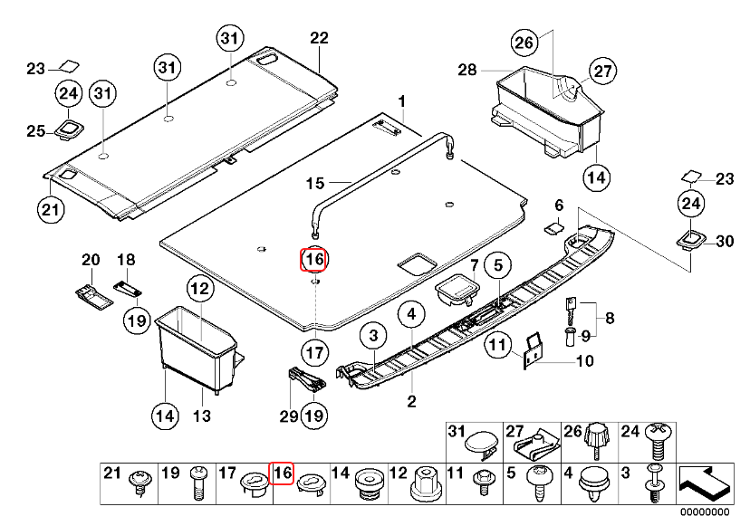 BMW E46 & E39 Touring Upper Retaining Strap Mount - Set of 4