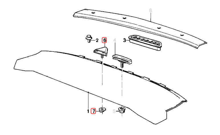 BMW E24 E28 E30 Rear Center Seat Belt Retaining Clip