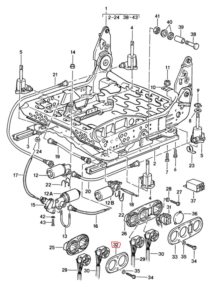 Sport Seat Switch Trim for Porsche 911, 928, 944 & 968