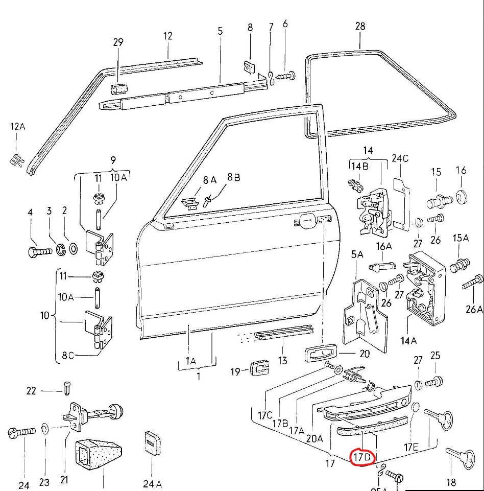 Porsche 944 Outer Door Handle Trim Inserts