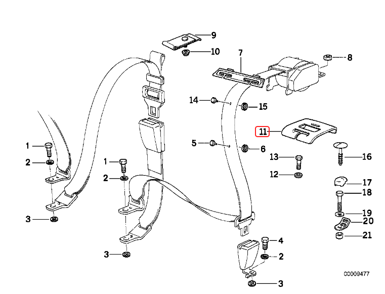 BMW E36 3-Series Rear Seat Belt Trim