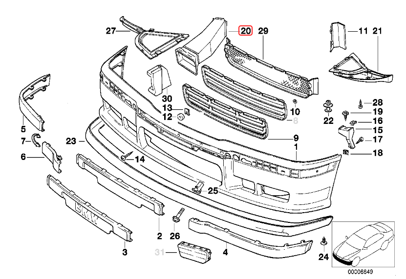 BMW E36 3-Series M3 Style Brake Duct Intake - Left