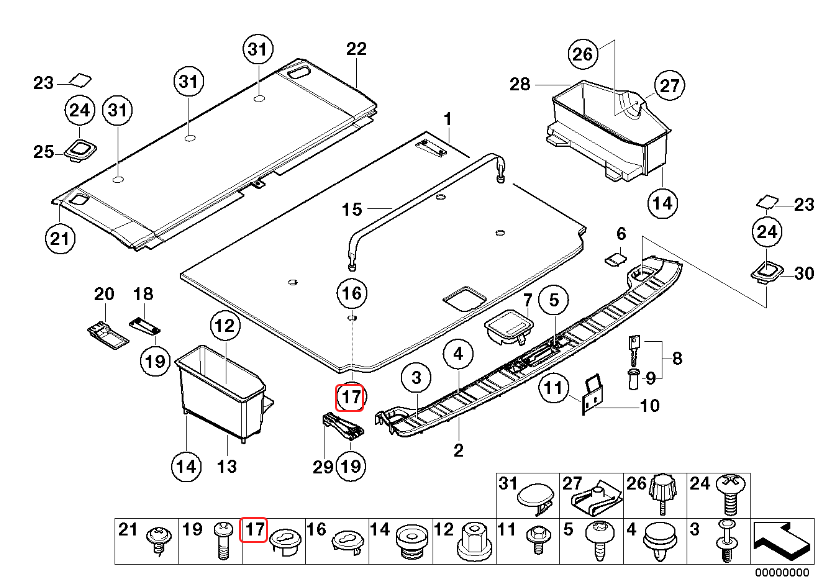 BMW E46 & E39 Touring Lower Retaining Strap Mount - Set of 4