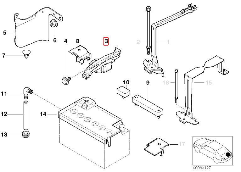 BMW E46 Battery Hold Down Spacer