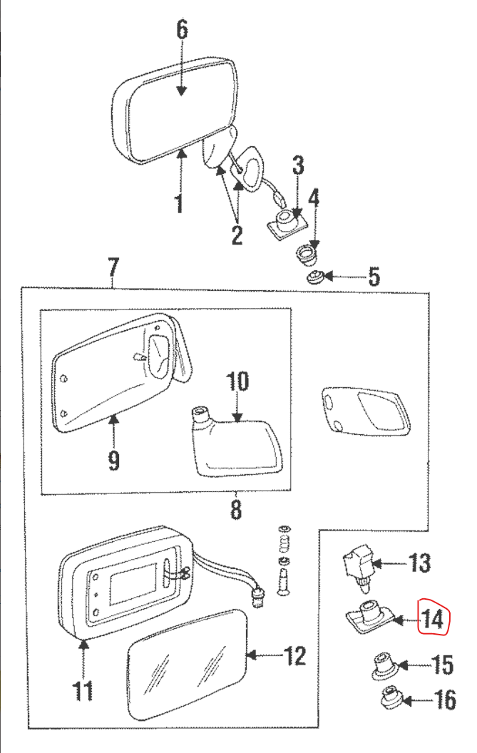 Porsche 944 Early Model Side Mirror Switch Mount