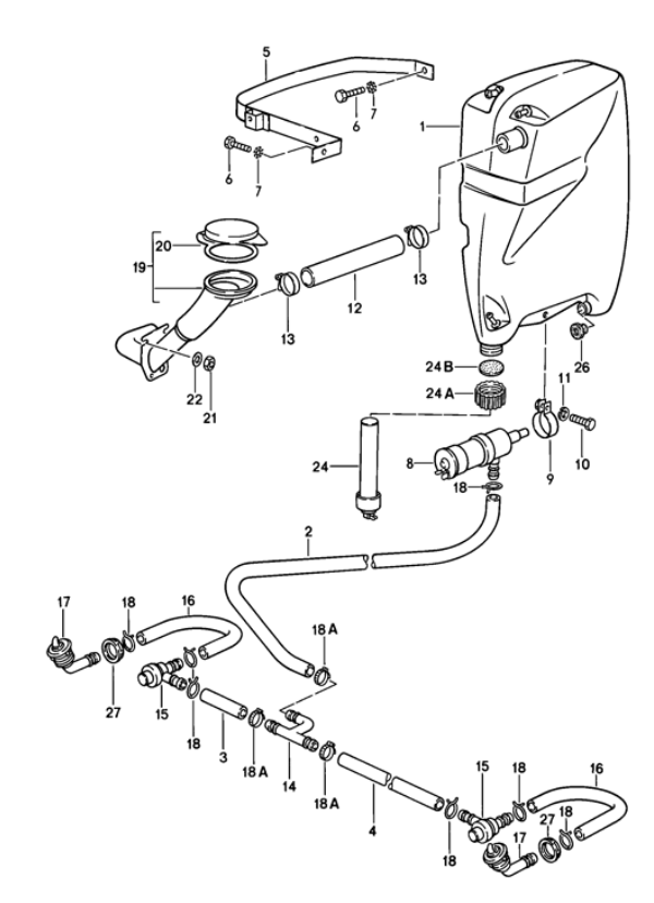 Porsche 928 Windshield Washer Filler Neck