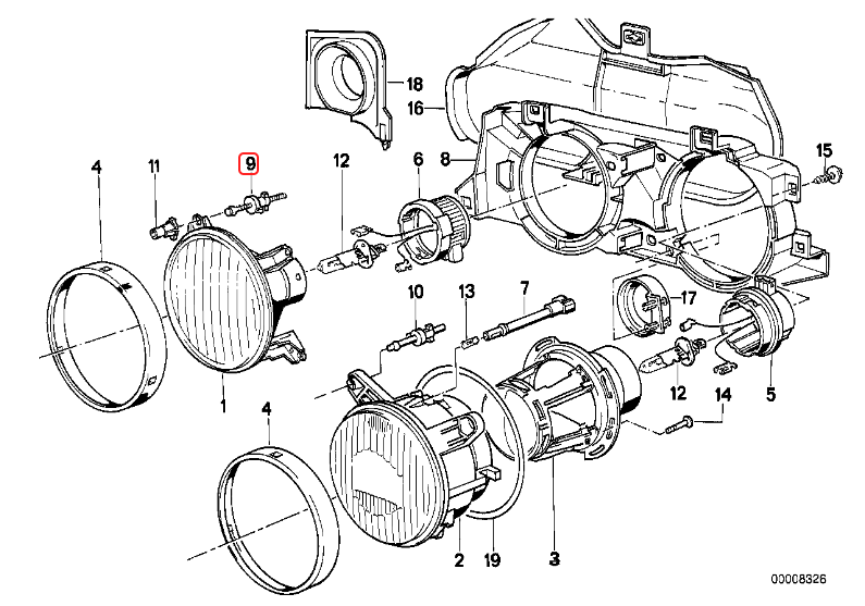 BMW E30 3-Series Ellipsoid Headlight Adjuster Screw Repair & Rebuild Kit