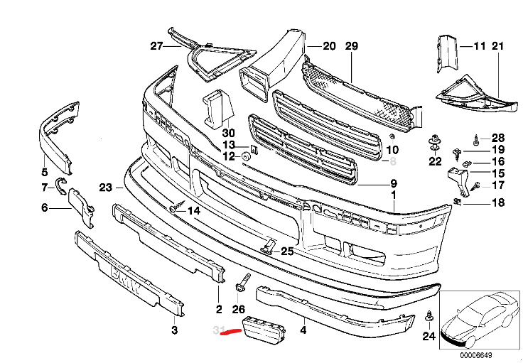 BMW E36 3-Series M3 Style Fog Light Blank - Left & Right Set