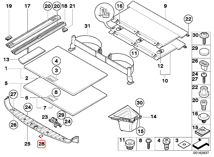 Trunk Trim Panel Screw Caps for Various BMWs - Set of 5