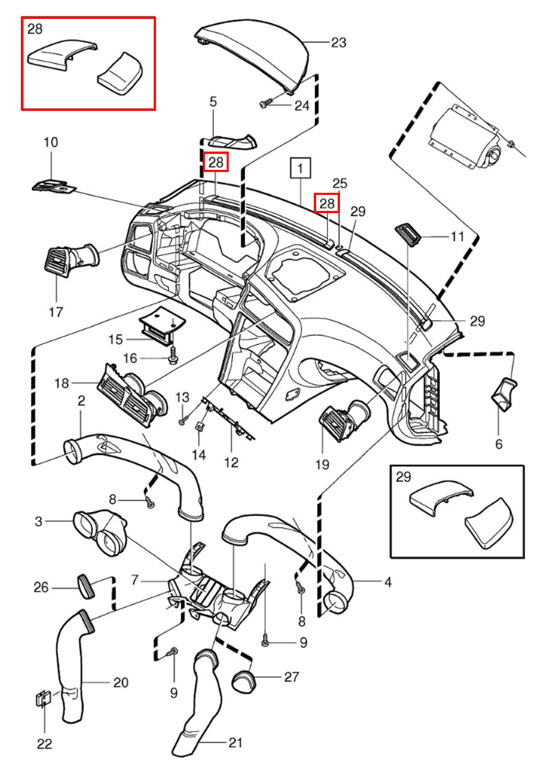 Volvo P2 V60 V70 Dashboard Vent Trim - Left
