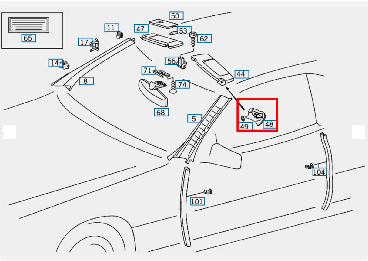 Mercedes R129 SL Replacement Sun Visor Cap Set