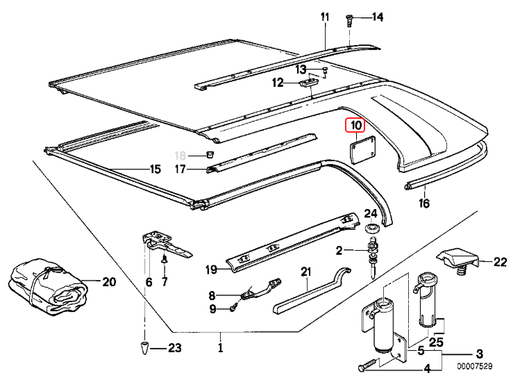 BMW E30 Convertible Hard Top Mounting Post Covers - Left