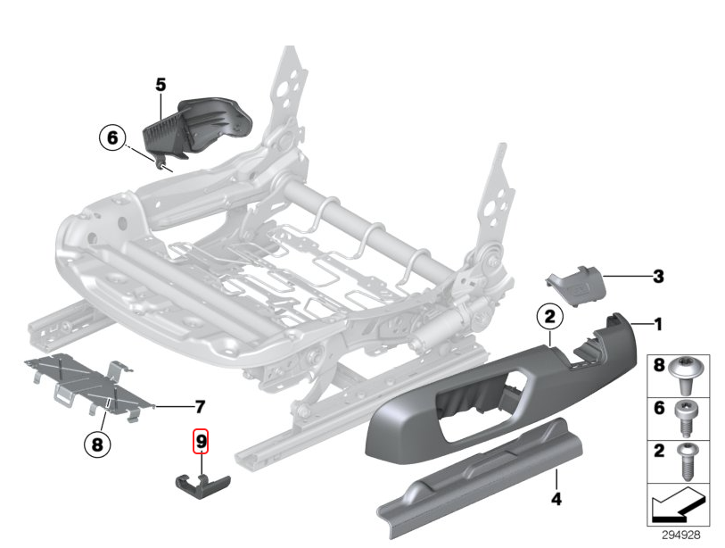 BMW Front Exterior Seat Rail Cover - Left & Right Set