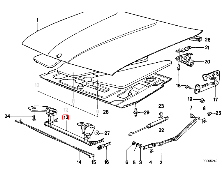BMW E30 3-Series Hood Hinge Bushing Set