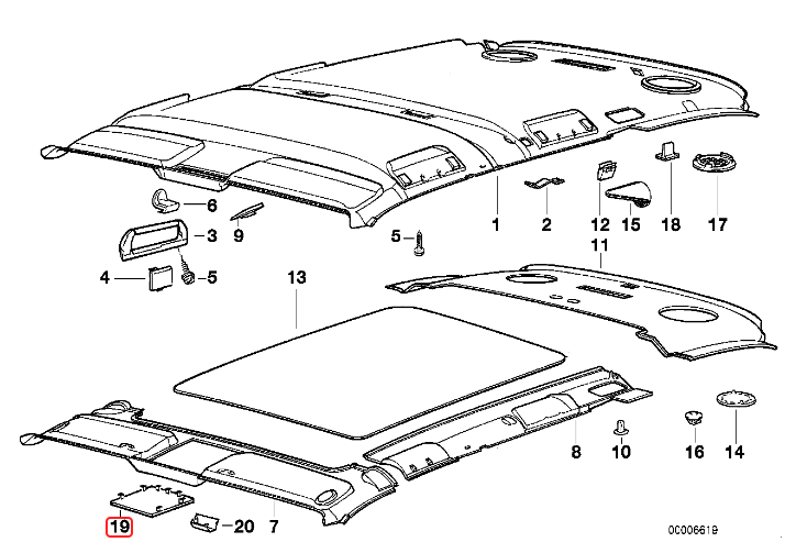 BMW E34 5-Series Sunroof Motor Cover - Single Button