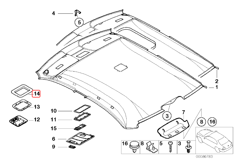 BMW E46 E39 Z3 R50 R53 Alarm Module Bracket - Top