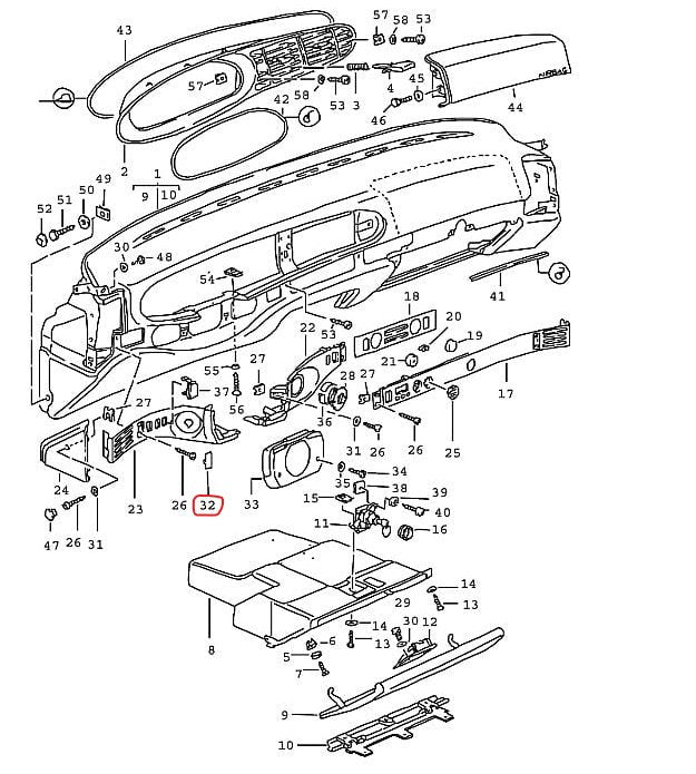 Porsche 944 & 968 Dashboard Vent Grill & Screw Cover Kit