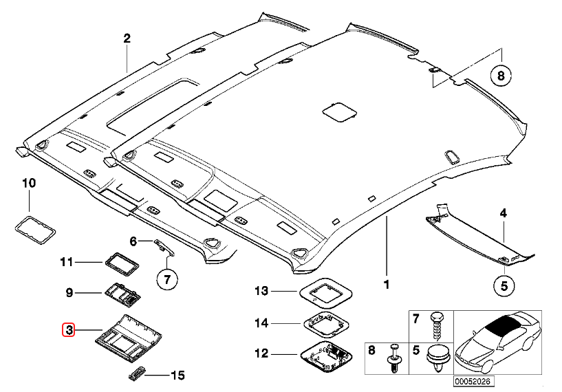 BMW E46 3-Series Sunroof Motor Cover - Coupe - 3 Button