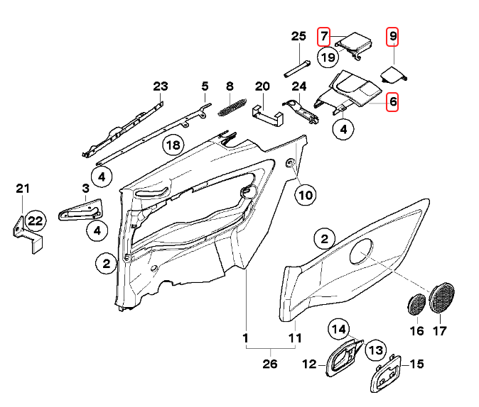 BMW E36 3-Series Convertible Interior Trim Flaps - Left