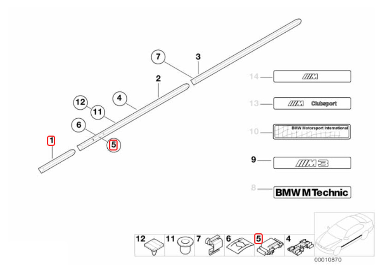 BMW E36 M3 Sedan Front Fender Molding | RIGHT | 51132250072 - Product Image 7