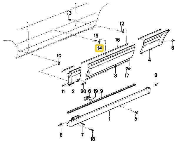 BMW E30 M-Tech 2 Body Panel Rocker Clips - Set of 18