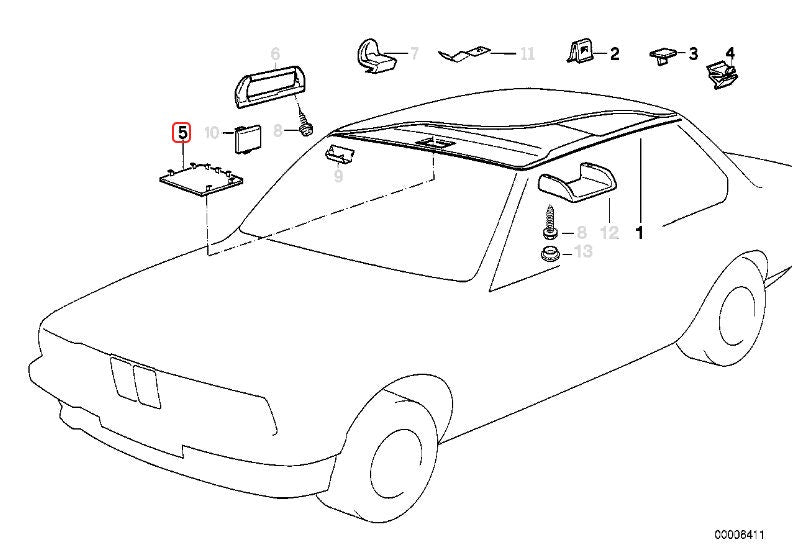 BMW E32 7-Series Sunroof Motor Cover - Single Button