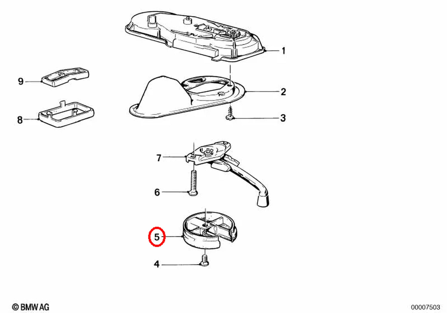 BMW Sun Roof Handle Rosette - 54121867887 - Fits E30 E28 E21 E24 E23 & E12