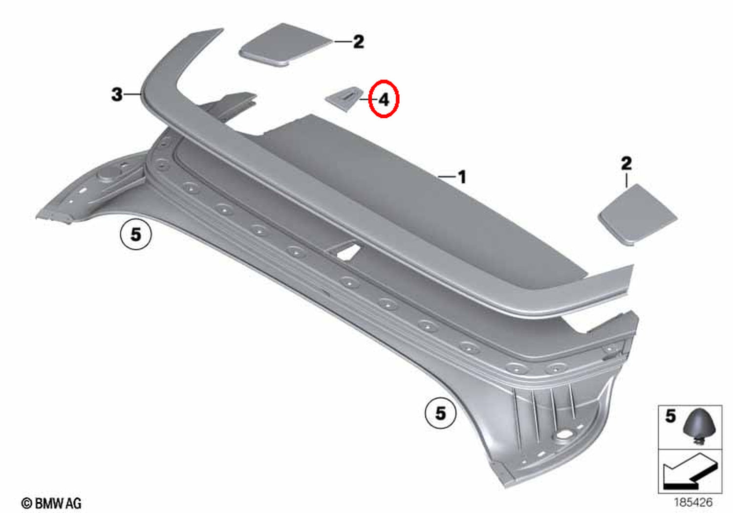 BMW Z4 Folding Top Compartment Lid Support Insert - Repairs 54377247854