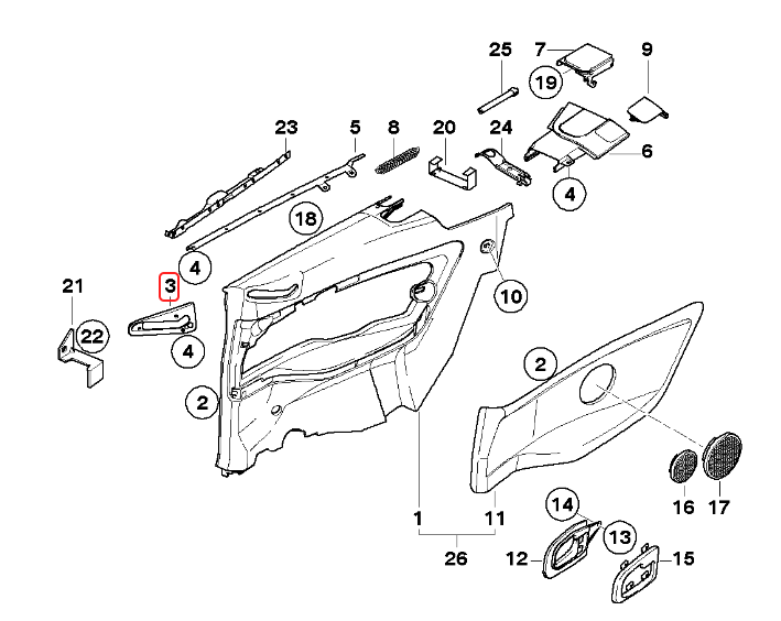 BMW E36 3-Series Convertible Seat Belt Guide Trim - Left