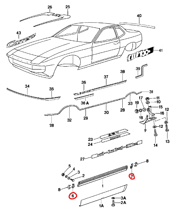 Porsche 924 Side Skirt End Caps - Set of 2