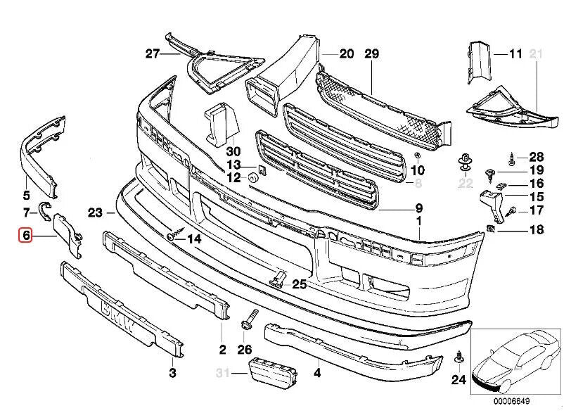 BMW E36 3-Series M3 Style Tow Hook Cover - Front