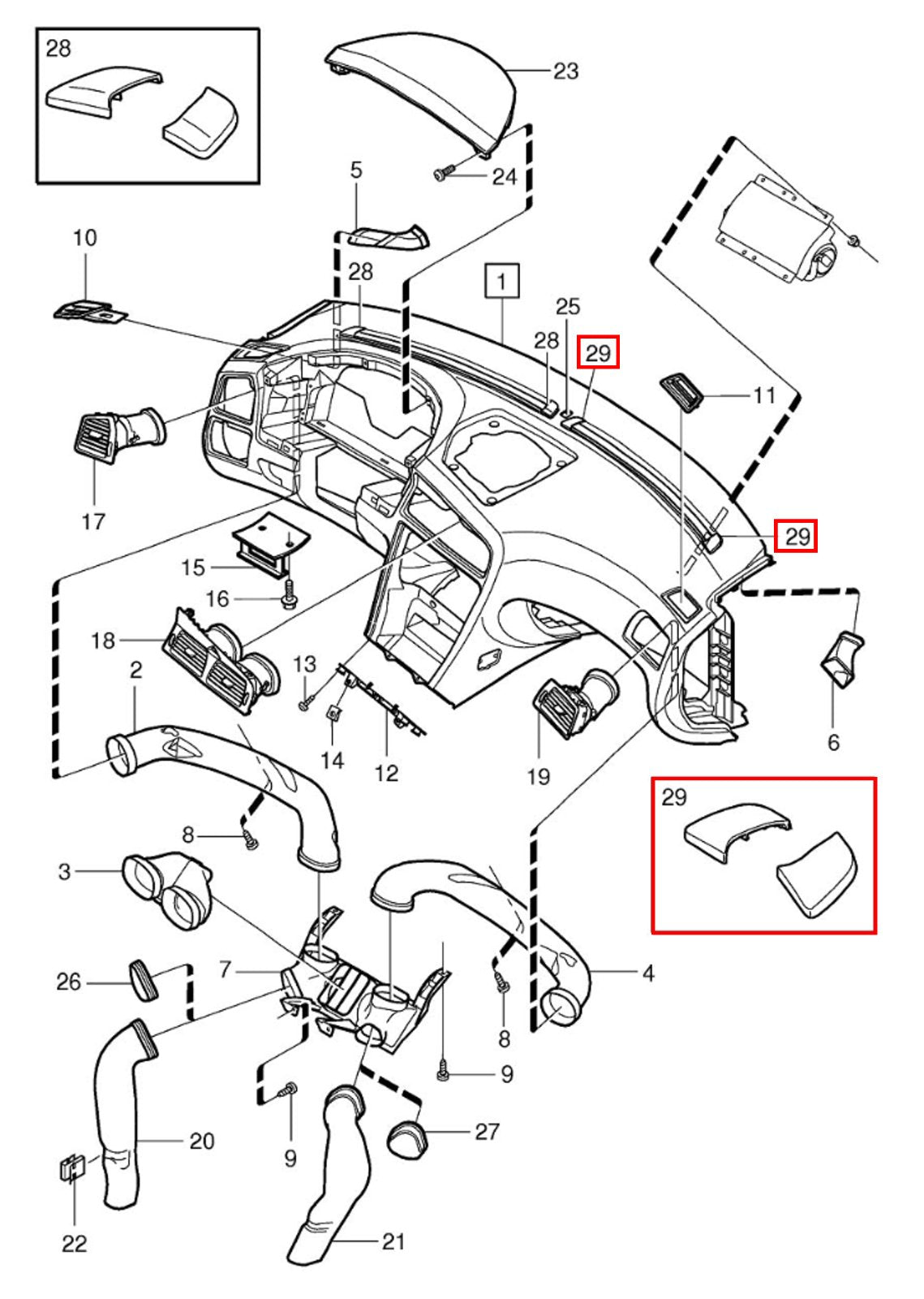 Volvo P2 V60 V70 Dashboard Vent Trim - Left & Right Set