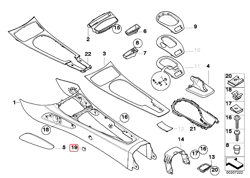 BMW Z4 E85 E86 Center Console Screw Covering Caps - Set of 4
