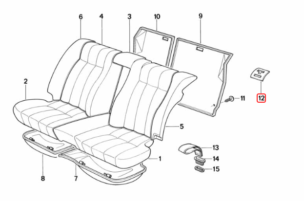 BMW E34 5-Series Rear Seat Belt Top Cover - 52208107587