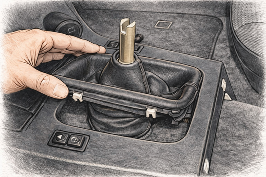BMW E36 shift boot removal - locating frame clips on center console